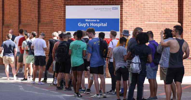 People line up to receive monkeypox vaccinations at Guys Hospital