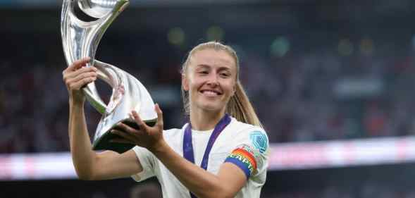 England's Leah Williamson wore Stonewall's rainbow captain armband during the Euros 2022.