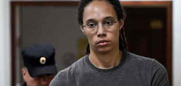 Brittney Griner walks through a Russian court