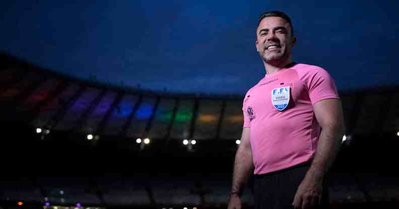 Brazilian football referee Igor Benevenuto poses for a picture at the Mineirao stadium