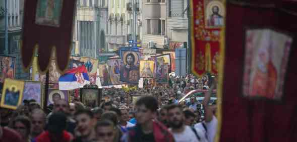 Thousands of believers marched against the holding of the international LGBT event Euro Pride, which should take place next month in the Serbian capital.
