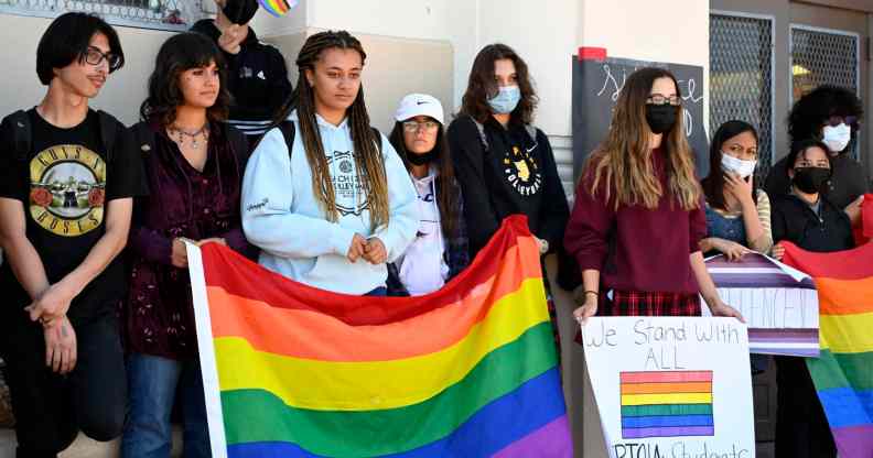The San Pedro High School Pride Club, Fem Fellowship, and Pirate Dancers participated in a silent parade and a Break the Silence Rally on campus in San Pedro on Friday, April 22, 2022.