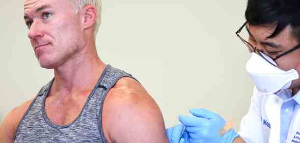 A man receives a dose of the monkeypox vaccine