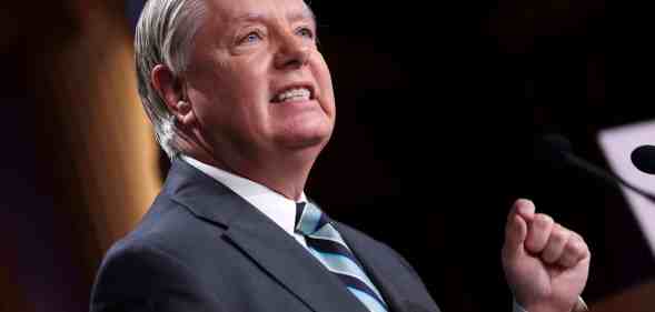 U.S. Sen. Lindsey Graham (R-SC) speaks at a press conference at the U.S. Capitol.