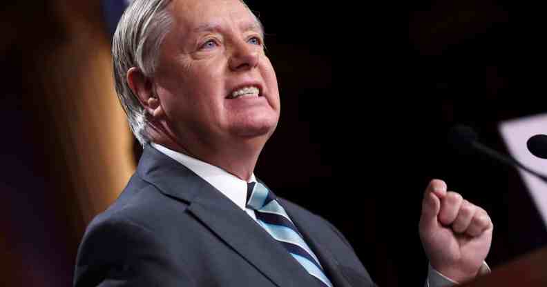 U.S. Sen. Lindsey Graham (R-SC) speaks at a press conference at the U.S. Capitol.