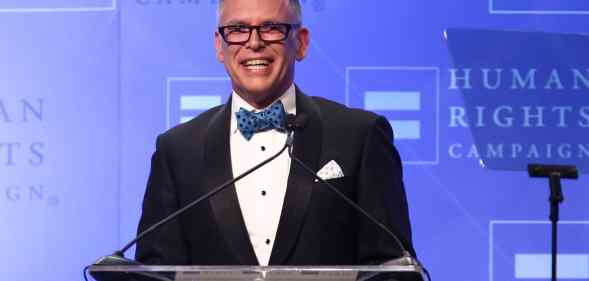 LGBTQ+ icon and pioneer Jim Obergefell seen at the Human Rights Campaign 2016 Los Angeles Gala Dinner