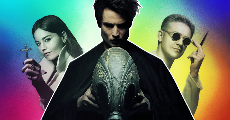 The Sandman, flanked by the characters Joanna Constantine (left) and Corinthian (right)