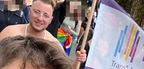 Malte, a 25-year-old trans man, at the Christopher Street Day Pride celebrations in Münster, Germany