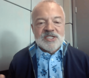 A screenshot of Graham Norton speaking during a guest spot on Australian TV The Project.