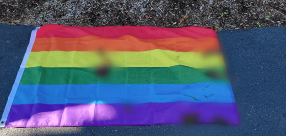 The Pride flag vandalised by anti-LGBTQ+ residents in Pennsylvania.