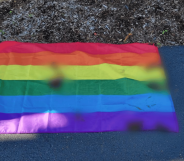 The Pride flag vandalised by anti-LGBTQ+ residents in Pennsylvania.