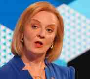 Liz Truss speaks during a Tory leadership electing hustings