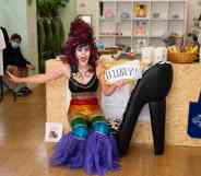 Aida H Dee performs during a Drag Queen Story Hour event.