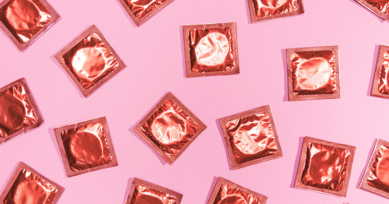 Condoms in packets scattered around
