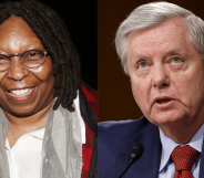 Side by side images of Whoopi Goldberg and Lindsey Graham