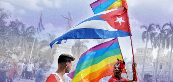 Cuban LGTBI demonstrators march at the Prado avenue in Havana, on May 11, 2019.