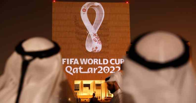 The Official Emblem of the FIFA World Cup Qatar 2022 is unveiled in Doha's Souq Waqif on the Msheireb.