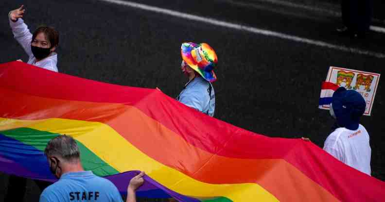 People attend the Tokyo Rainbow Pride 2022 Parade in Tokyo.