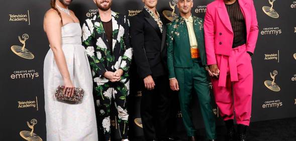Queer Eye's fab five pose for a photo at the Creative Arts Emmys