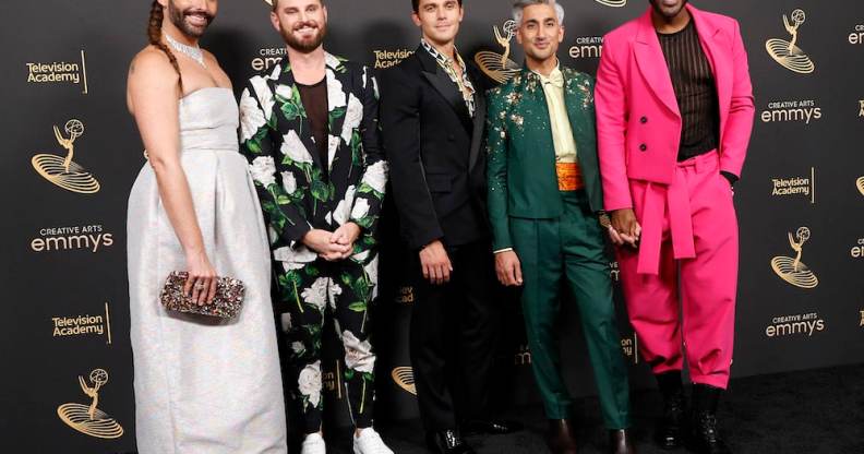 Queer Eye's fab five pose for a photo at the Creative Arts Emmys