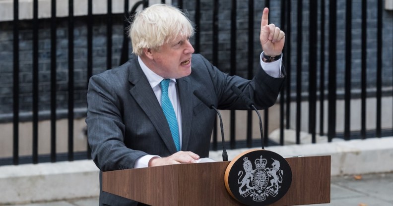 Boris Johnson gives a final speech outside 10 Downing Street