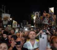 thousands of demonstrators gather in Belgrade to protest Pride