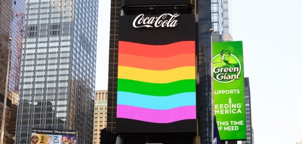 A Coca-Cola Pride billboard in New York's Times Square