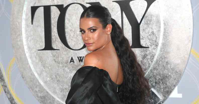 Lea Michele looks over her shoulder