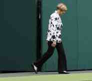 Former Wimbledon Champions, Margaret Court, walks onto court during the Centre Court Centenary Ceremony at Wimbledone 2022.