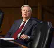Lindsey Graham sits in a chair during a Senate Judiciary Committee on data security