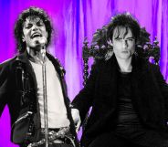 Michael Jackson next to Tom Sturridge as Morpheus on a purple background