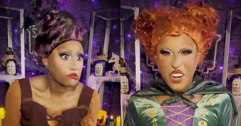 Drag queen Priyanka dresses as a character from new Disney+ movie Hocus Pocus 2 to help promote it in a new advert. (Disney+_Twitter)