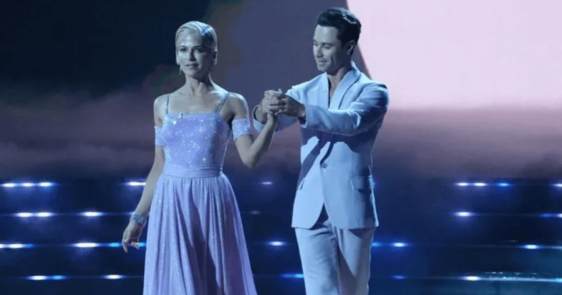 Selma Blair performs on Dancing With the Stars with dance partner Sasha Farber