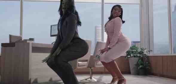 She-Hulk and Megan Thee Stallion twerking. (Disney+)