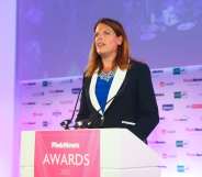 Tory MP Caroline Nokes speaks at the 2022 PinkNews Awards.