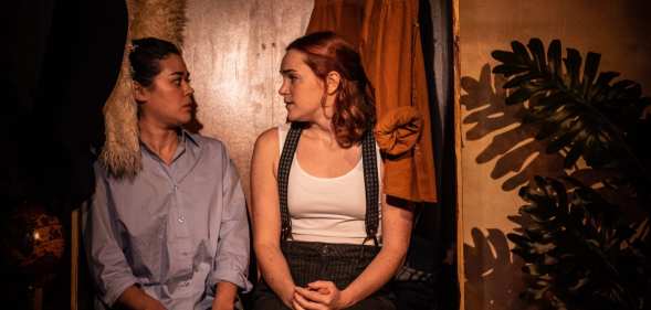 Amy (L) and Lily (R) in Fran Bushe's A Gig for Ghosts. (Mercedes Assad)