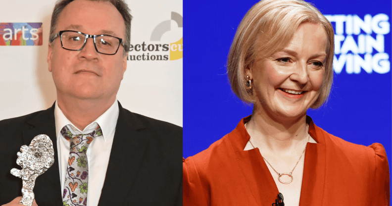 Russell T Davies (left) and Liz Truss (right).