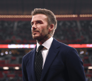 David Beckham looks on prior to the FIFA Arab Cup Qatar 2021 Final match