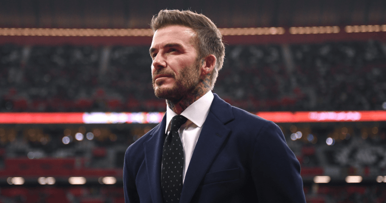 David Beckham looks on prior to the FIFA Arab Cup Qatar 2021 Final match
