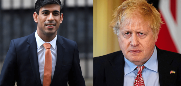 Rishi Sunak on the left and Boris Johnson on the right.