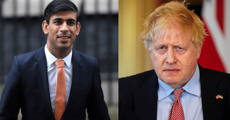 Rishi Sunak on the left and Boris Johnson on the right.