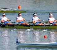 Four women rowing