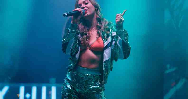 Becky Hill sings on stage at South Facing Festival