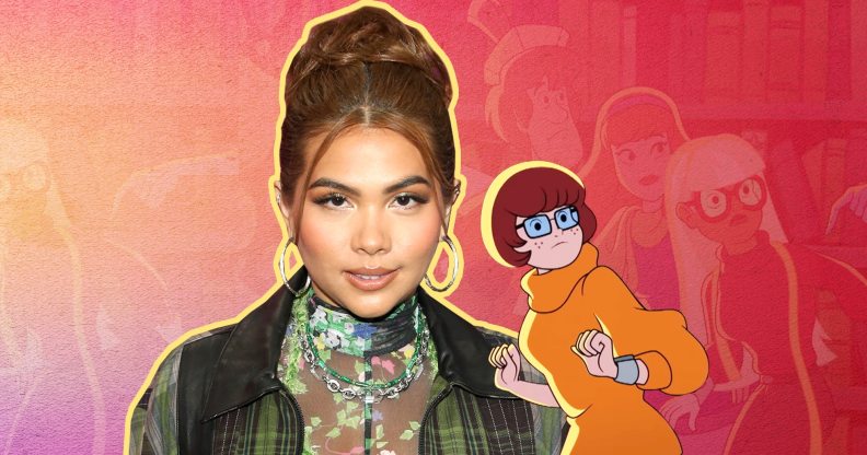 A graphic image with actor Hayley Kiyoko placed next to Scooby-Doo character Velma. (Getty/Cartoon Network)