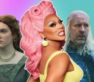 Collage of House of the Dragon's Alicent and King Viserys with RuPaul in full drag