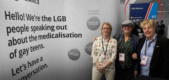 LGB Alliance members at a stall at the Conservative Party conference