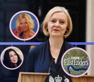 Liz Truss with: Geri Halliwell, Cher and the EastEnders title card