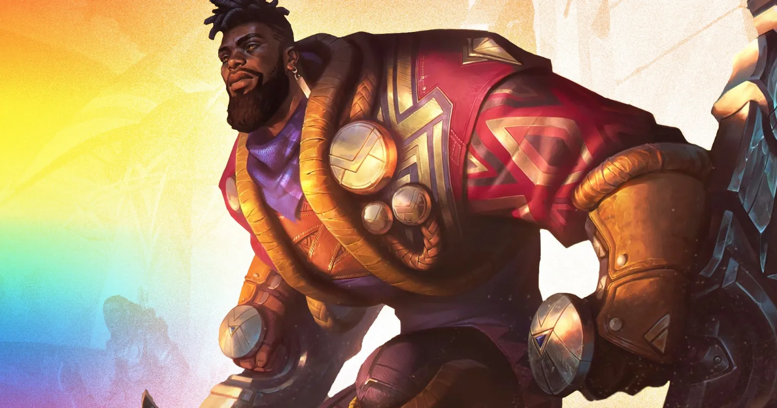A promo image of K'Sante, the first Black LGBTQ+ champion warrior to appear in video game League of Legends