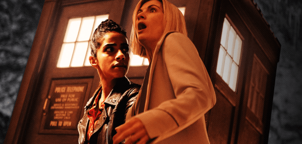 Mandip Gill as Yasmin Khan (L) and Jodie Whittaker and the Thirteenth Doctor (R) in Doctor Who. (