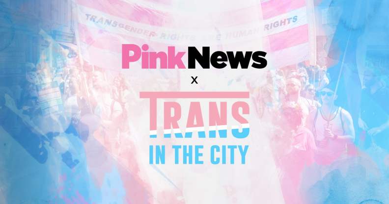 A graphic of PinkNews' collaboration with Trans in The City